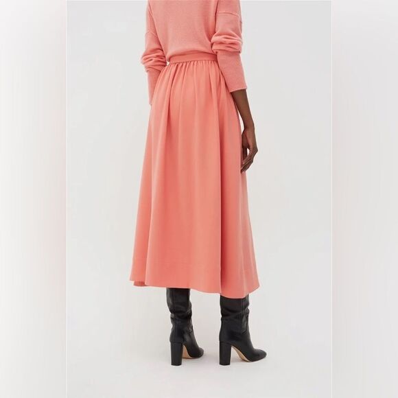 Chinti & Parker Dusty Rose Wool Twill Skirt Button Front Women's Size Small NWT - Picture 4 of 8